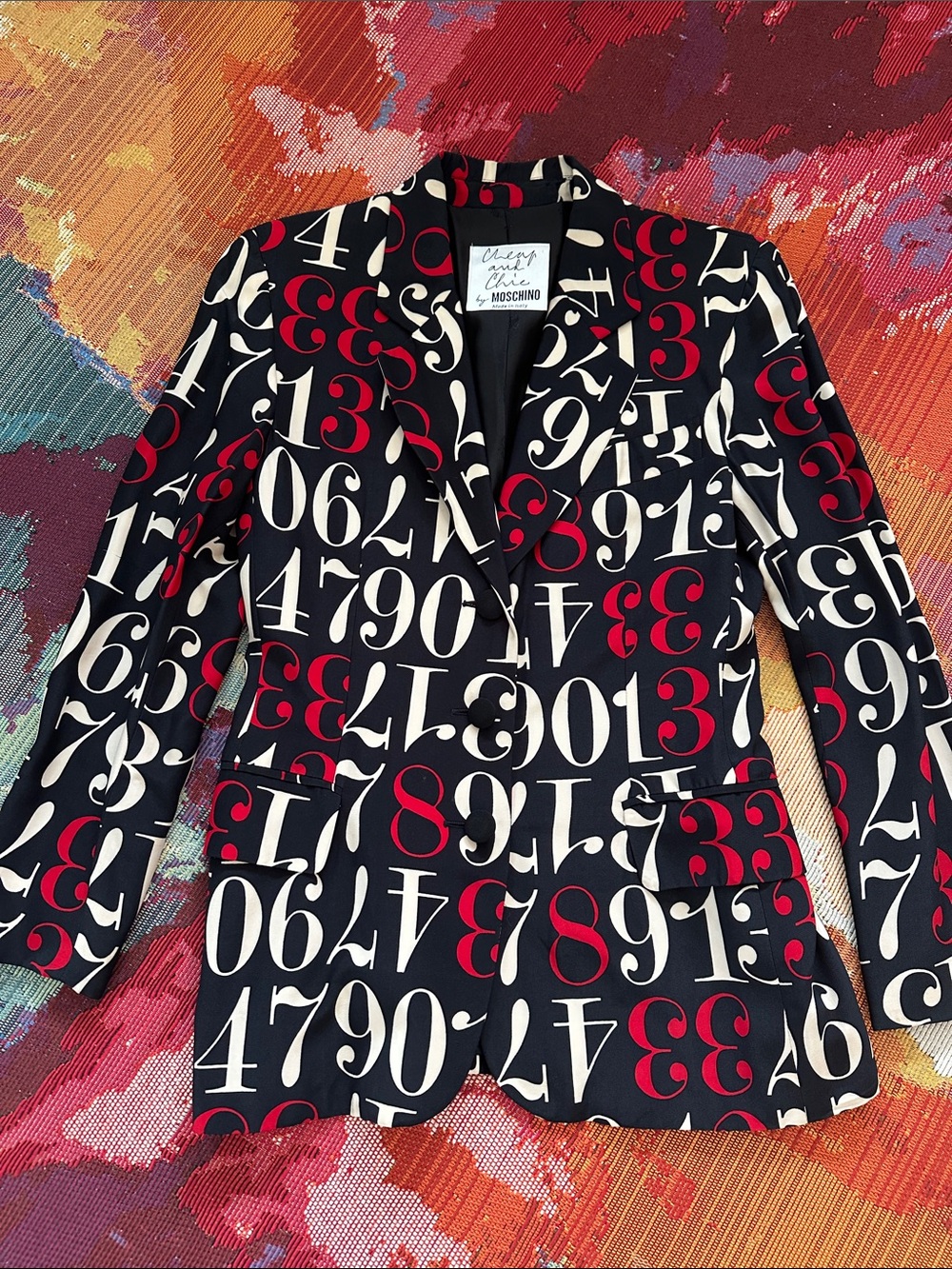 Moschino Black Blazer with Red & White Number Print